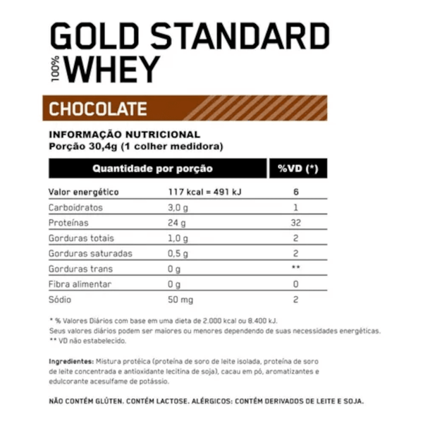 100% Whey Optimum Nutrition Gold Standard Chocolate 907g - 2 Lbs - Globalbev