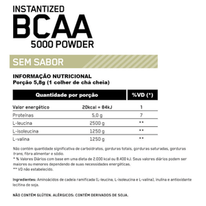 BCAA 5000 Powder Optimum Nutrition - 345g - Globalbev