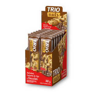 Barra de Cereal Trio Nuts Amêndoas, Castanha de Caju e Chocolate 25g - Caixa c/ 12 uni. - Globalbev