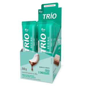 Barra de Cereal Trio Tradicional Coco Com Chocolate 20g - Caixa c/ 12 uni. - Globalbev
