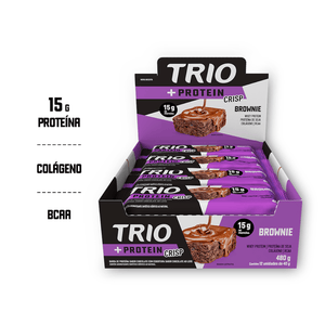 Barra de Proteína Trio +Protein Crisp Brownie 40g - Caixa c/ 12 uni. - Globalbev