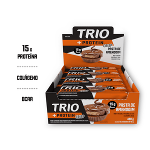 Barra de Proteína Trio +Protein Crisp Peanut Butter 40g - Caixa c/ 12 uni. - Globalbev
