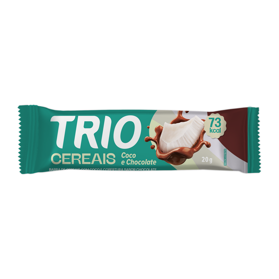 Barra de Cereal Trio Tradicional Coco Com Chocolate 20g - Caixa c/ 12 uni.