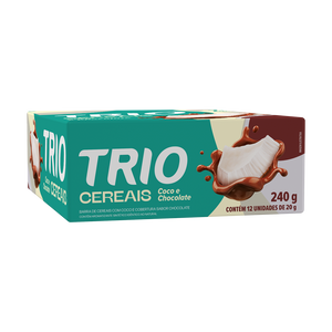 Barra de Cereal Trio Tradicional Coco Com Chocolate 20g - Caixa c/ 12 uni.