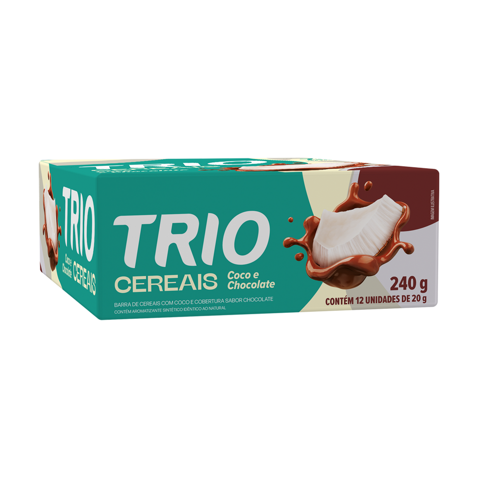 Barra de Cereal Trio Tradicional Coco Com Chocolate 20g - Caixa c/ 12 uni.