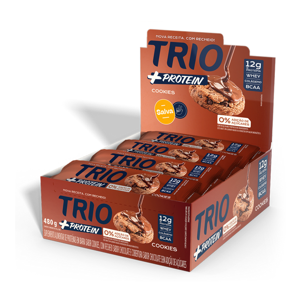 Barra de Proteína Trio +Protein Crisp Cookies 40g - Caixa c/ 12 uni.