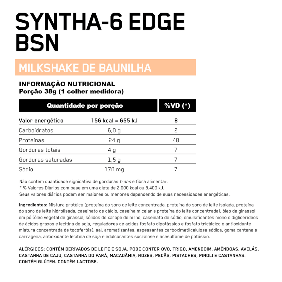 Whey BSN Syntha 6 Edge Baunilha Milkshake 1,06kg - 2.35 Lbs - Globalbev