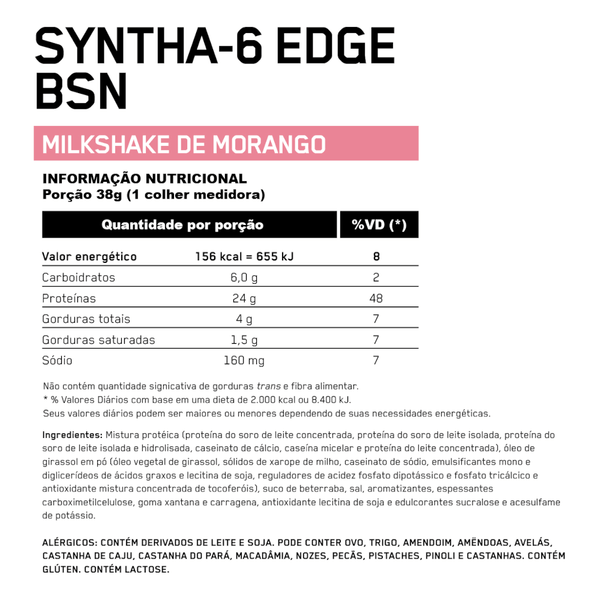 Whey BSN Syntha 6 Edge Morango Milkshake 1,06kg - 2.34 Lbs - Globalbev